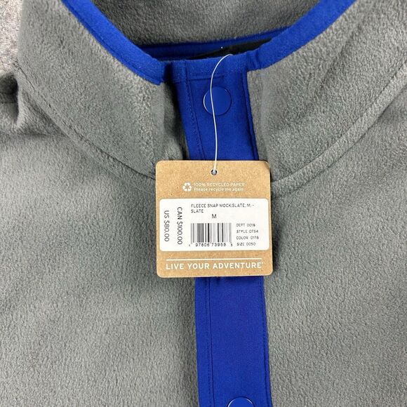 Eddie Bauer Pullover Mens Medium Fleece Snap Mock Neck Slate Gray Outdoor - Picture 10 of 11